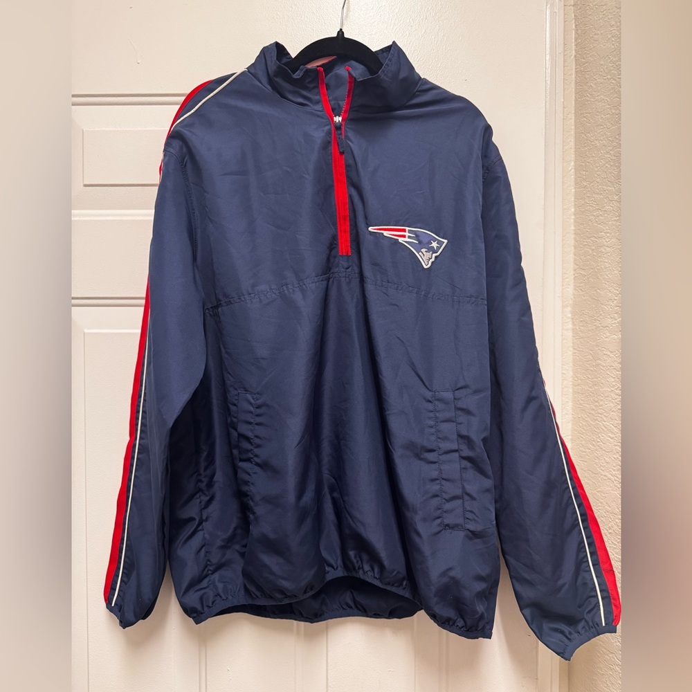 New England Patriots Navy Half-Zip Windbreaker Jacket